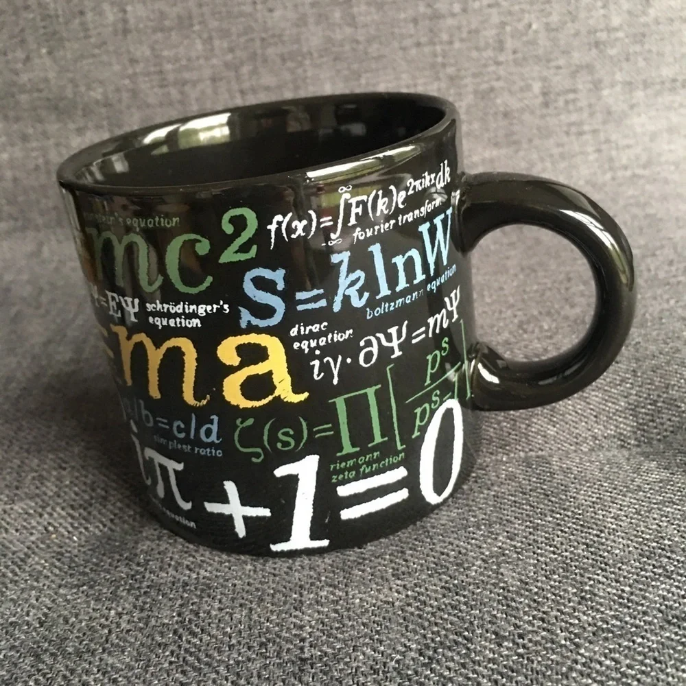 Math Formulas Coffee Mug, Black, Colorful, 12 oz